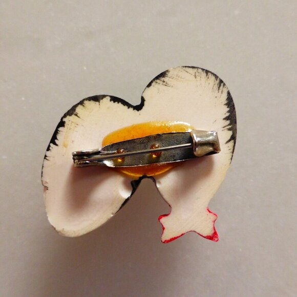 Vintage Harliquinn Flapper Pin Brooch Handpainted 1970s Collectible - Picture 3 of 7